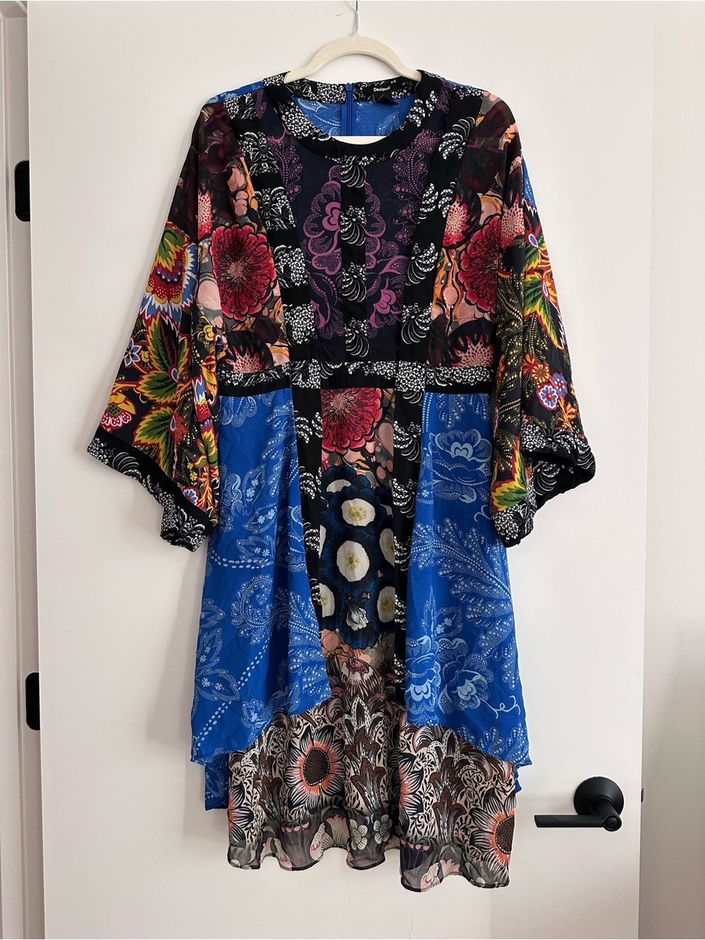 Desigual Patchwork Floral Kimono Sleeve Dress / Tunic Dress / Vacation / Resort
